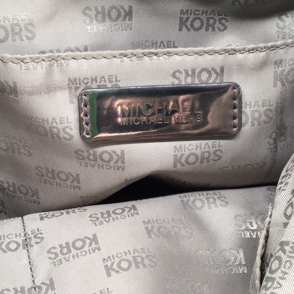 Michael Kors Metallic Bronze Monogram Print Shoulder Bag - Picture 9 of 11